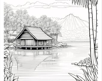 Peaceful Landscape Coloring Pages: 25 Relaxing Scenery (PDF)