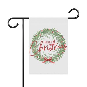 Christmas Wreath Garden Flag, Christmas Flag, Outdoor Decor, Preppy Christmas, Chic Holiday Flag, Outdoor Christmas Decor