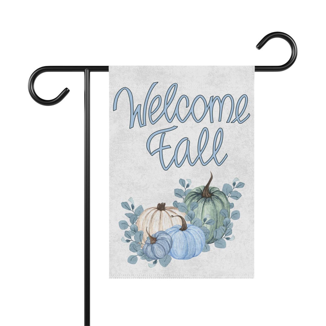 Welcome Fall Flag, Pumpkin Flag, Blue Pumpkins, Pastel Flag, Outdoor ...