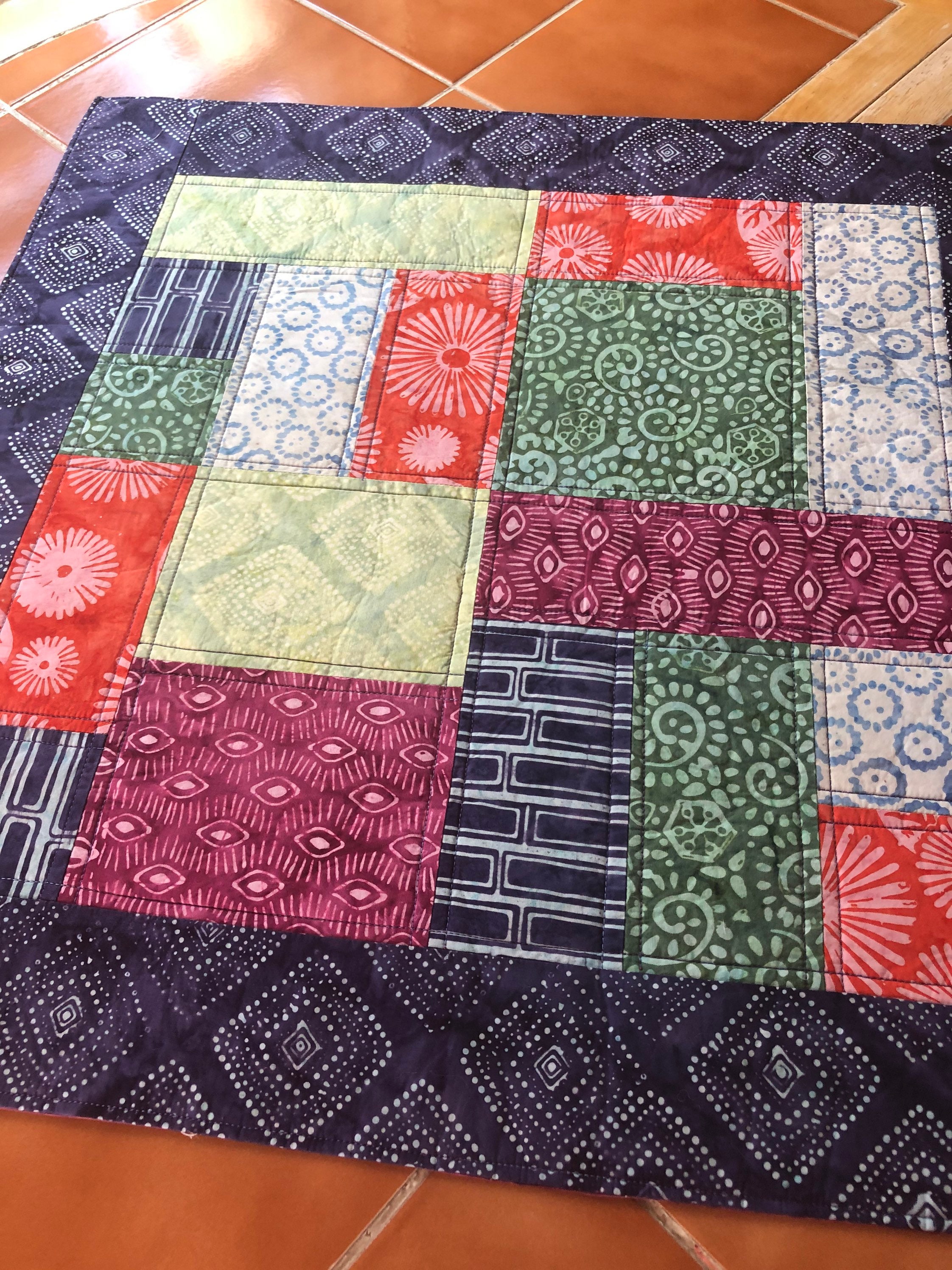 Latitude Batik by Kate Spain bright Table Runner quilted and | Etsy