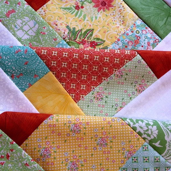 Quilt Top - Unfinished baby sized quilt - Moda - Flora - bright and fun  38" x 38"