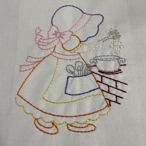 Sunbonnet Sue Cooks Embroidered quilt block bundle, 10 ready to sew, 9 inch squares, kitchen, kit, ready to quilt, gift for her DIY