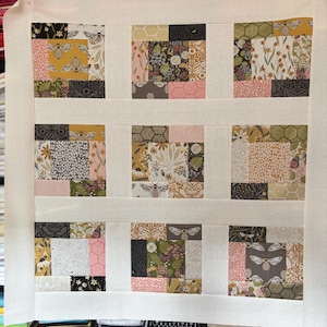 Bee Garden Unfinished crib quilt TOP by Gingiber for Moda, 38 inch, ready to quilt, floral, bees, bumblebee, baby girl, nursery, butterfly