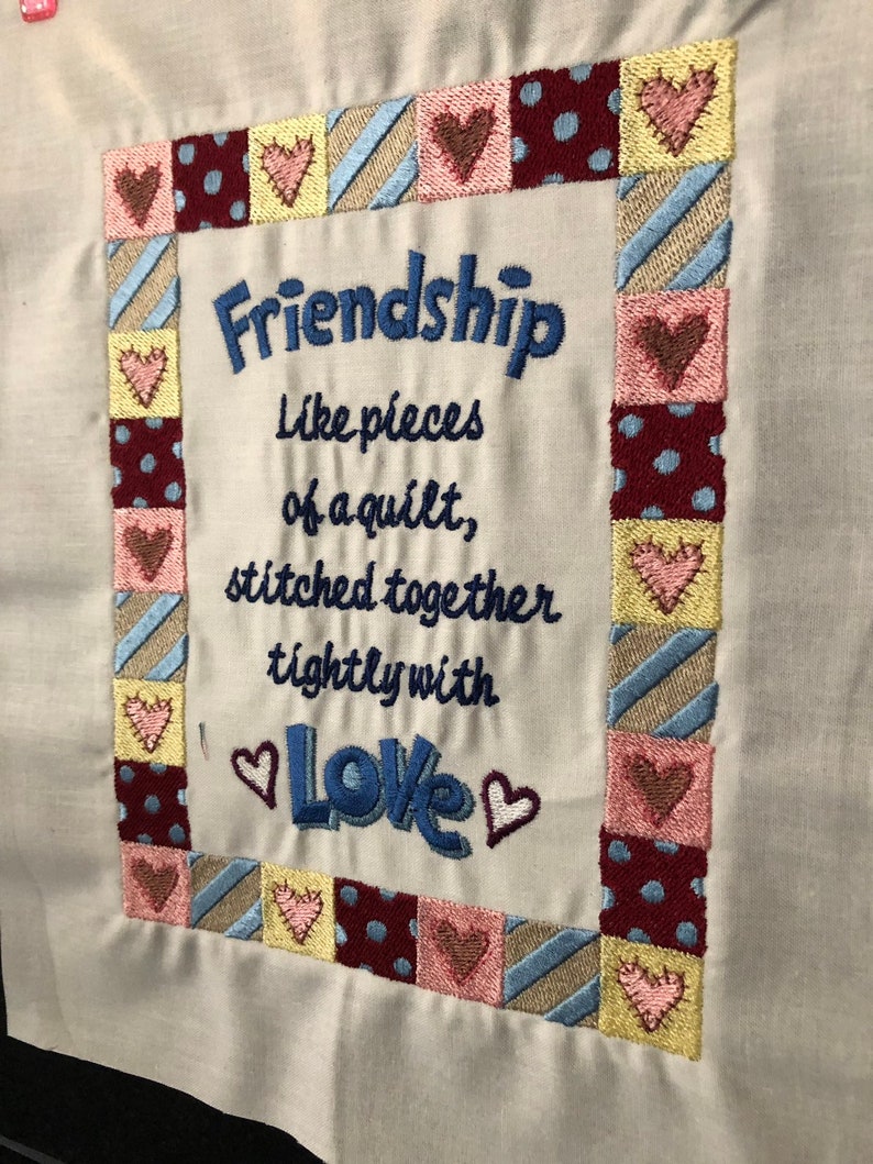 Friends / friendship / quilting / Embroidered quilt block 9 Etsy