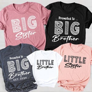 Custom Big Brother Big Sister T-Shirts, Little Sister, Matching Brothers, Little Brother, Sibling Hospital Outfits, Brother Est. 2024 Shirt