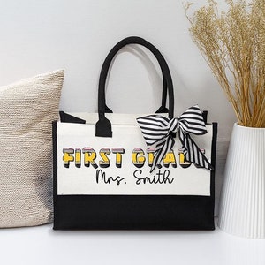 Personalization Teacher Name Tote Bag, Teacher Appreciation Gift, Elementary Teacher Tote Bag, Gift For Teacher, Teachers Gift