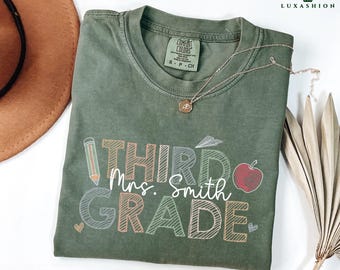 Comfort Color® Third Grade Teacher Shirt, 3rd Grade Teacher Team Shirt, Personalized Third Grade Teacher Shirt, Custom 3rd Grade Teacher Tee