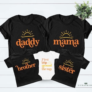 First Trip Around The Sun Birthday Shirt, Sun Matching Family Shirts, Mommy and Me Shirt, First Trip Birthday Outfit, Boho Sunshine Birthday