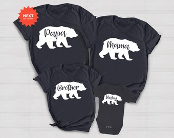 Matching Family Bear Shirts, Mama, Papa, Baby Bear T-shirts