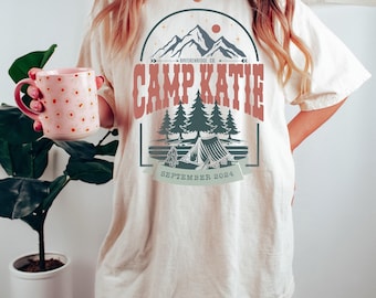Vintage Camp Bachelorette Shirt, Custom Camping Bachelorette Party Shirts, Mountain Bride Tee, Retro Lake Themed Bridal Party Gifts