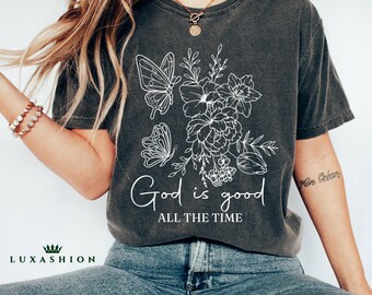 Comfort Colors God Is Good Shirt, Floral Christian Tee