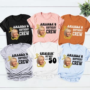 Custom Cruise Birthday Face Photo Crew Shirt, Cruisin 50th, Personalized Birthday Shirt, Birthday Group Shirt, Cruise Birthday Party T-Shirt