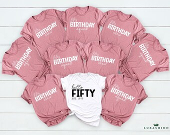 Hello Fifty Shirt, Birthday Crew Matching Tee