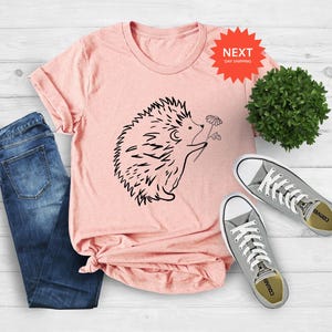 Hedgehog And Flower Shirt, Hedgehog Lover Shirt, Animal Lover Shirt, Hedgehog Shirt, Hedgehog T-Shirt, Hedgehog Gifts, Cute Hedgehog