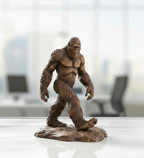 置物 mstforest Hand Carving Wooden Bigfoot Sasquatch Figurine Handcrafted Desk