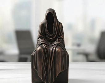 Figura de la Parca de madera tallada a mano, decoración de escritorio, escultura de madera de Suriel, muerte, regalo de Halloween, estantería, adorno fantasma
