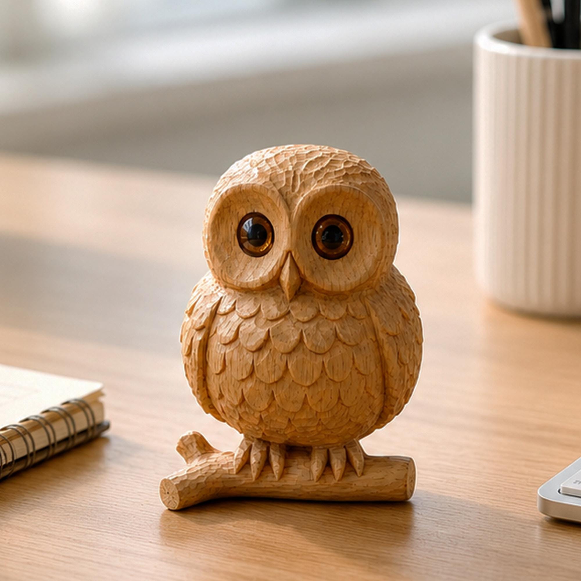 フクロウの木彫り - Etsy 日本