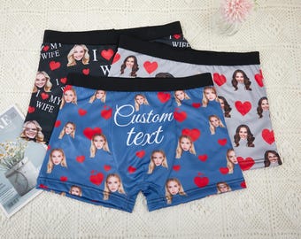 Custom Boxers,Personalized Boxers for Husband/Boyfriend,Anniversary/Birthday/Valentines Day Gift for Him,Face Underwear for Women Pic Boxers