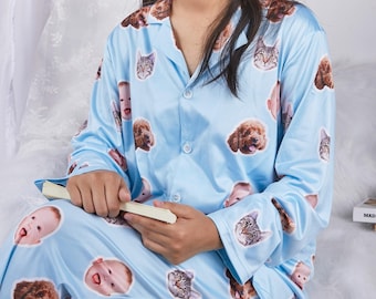 Personalized Pet Portrait Pajamas, Custom Face PJs, Memorial/Birthday/Christmas gifts Gift