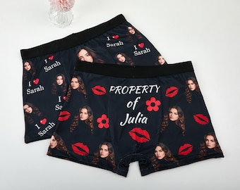 Cuecas boxer personalizadas para homens, cuecas com rosto personalizadas, boxers com rosto, cuecas engraçadas com rosto, presente de aniversário para namorado.