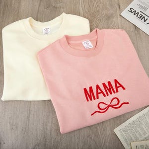Personalized mom embroidered hoodie with heart name on sleeve, new mom outfit, mother&#39;s day gift
