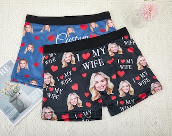 Boxer personalizzati, boxer personalizzati per marito/fidanzato, regalo per anniversario/compleanno/San Valentino per lui, biancheria intima con foto per uomo
