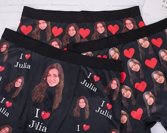 Custom face boxershort, gepersonaliseerd herenondergoed met afbeelding, foto op ondergoed, aangepaste valentijnscadeaus voor vriend/echtgenoot