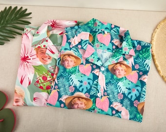 Chemise hawaïenne personnalisée avec visage, chemise hawaïenne personnalisée avec photo, texte du logo de la chemise hawaïenne personnalisée, cadeaux pour papa, lui, père