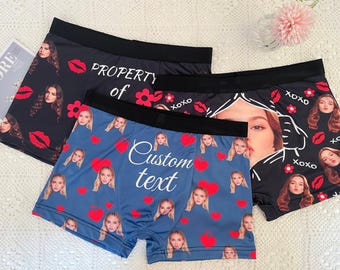 Sous-vêtements avec visage, Boxers personnalisés, Boxers personnalisés, Boxer J'aime ma femme, Cadeau drôle pour petit ami, Cadeau pour fiancé.