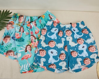 Custom Men Swimwear Hawaiian Shorts,Photo Swim Trunk, Face Men Swimsuit,Little Yellow Duck Beach Short,Funny Birthday Gift,Beach Party