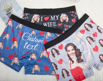 Sous-vêtements personnalisés pour hommes, boxers personnalisés avec photo, sous-vêtements avec photo, cadeau petit ami et mari, cadeau d'anniversaire et de naissance.