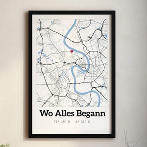 Carte, Où tout a commencé Affiche, Coordonnées Image, où nous nous sommes rencontrés Carte du cœur Plan de ville personnalisé Plan de ville comme cadeau de mariage