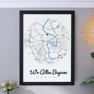 Carte, Où tout a commencé Affiche, Coordonnées Image, où nous nous sommes rencontrés Carte du cœur Plan de ville personnalisé Plan de ville comme cadeau de mariage
