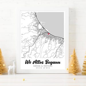 Carte, Où tout a commencé Affiche, Coordonnées Image, où nous nous sommes rencontrés Carte du cœur Plan de ville personnalisé Plan de ville comme cadeau de mariage