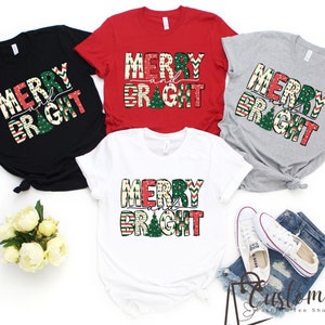 Merry and Bright Christmas Tee: Family Holiday Shirt