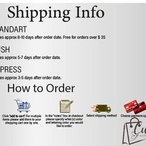 a shopping info sheet with different items on it