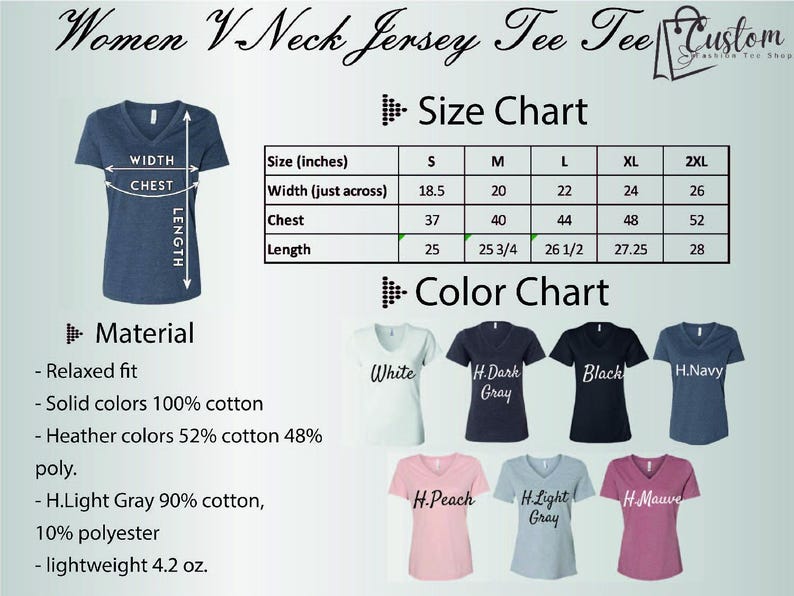 women's v - neck jersey tee shirt size chart