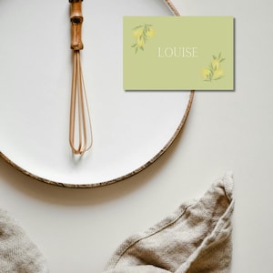 Marque-place mariage personnalisable citron sobre et élégant - thème Italie, fruité - personnalisable - autres modèles disponibles