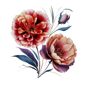 Imágenes prediseñadas de flores abstractas, flores secas, set2, imágenes prediseñadas de acuarela imprimibles, descarga digital, manualidades de papel, revistas basura