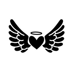 Angel Wings With Heart & Halo 1 | svg png eps  | vector graphic cut file laser clip art | instant digital download commercial use