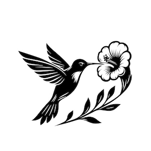 File Svg fiori colibrì, Svg colibrì, Fiori uccelli Svg, Svg colibrì, Alimentazione uccelli Svg, File di taglio Cricut colibrì, Cricut