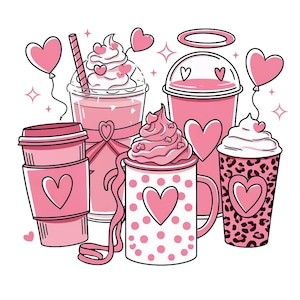 Valentinstag Kaffee Png, Valentinstag Png, Kaffee ist mein Valentinstag Png, rosa Valentinstag Kokette Herz Png, Kaffeeliebhaber Png Sublimation