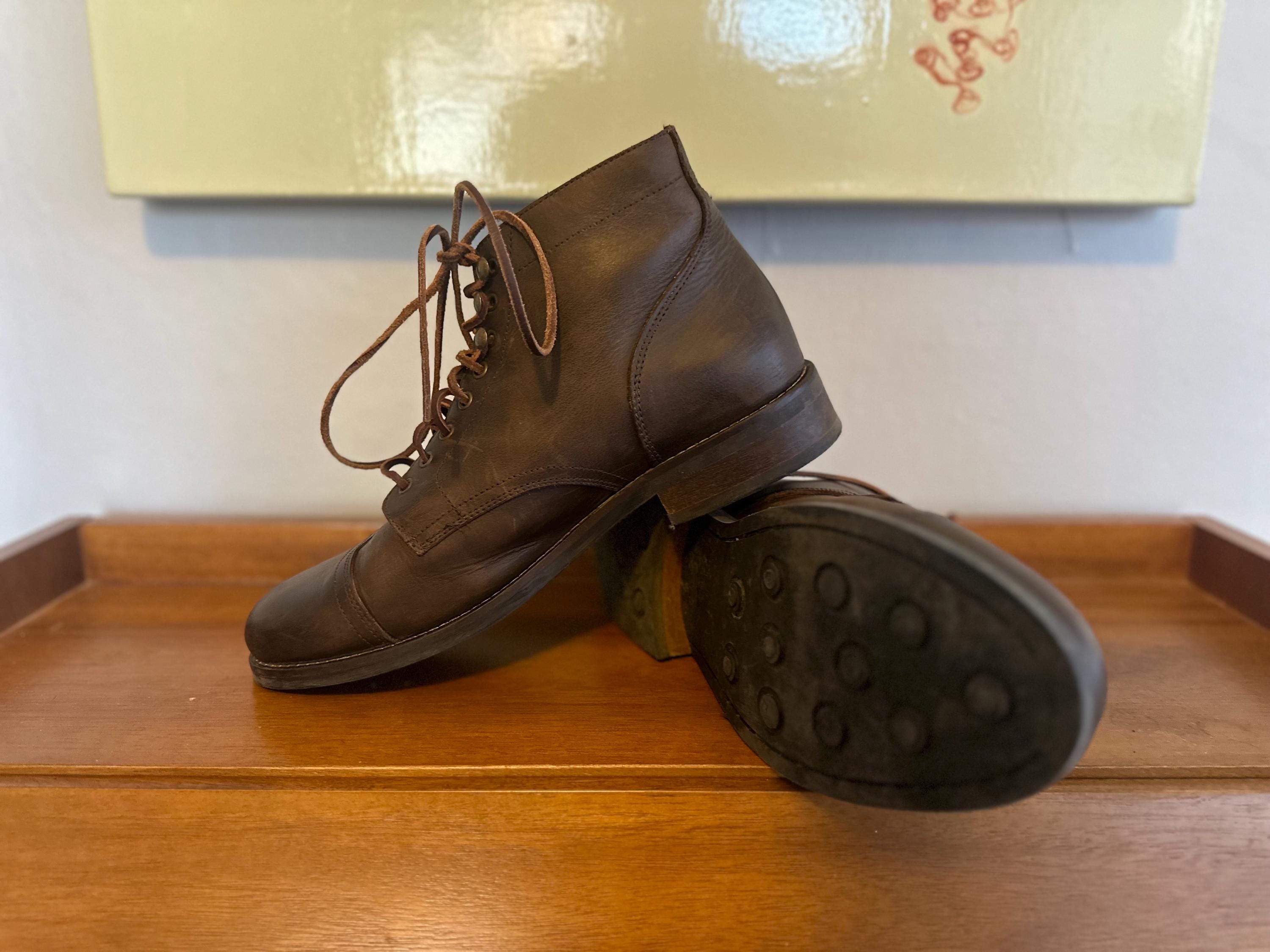 Rhodes footwear Dean Boot Cap Toe in dark brown. size 10.5 leather laces.