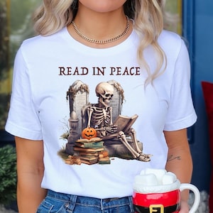 Halloween Read In Peace Shirt, Halloween Ghost Reading Shirt, Funny Halloween Shirt, Book Lover Halloween Gift, Spooky Season, Spooky Shirt