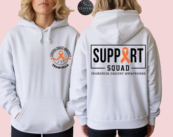 Custom Leukemia Awareness Sweatshirt, Orange Ribbon Crewneck, Personalized Cancer Support Squad Gift