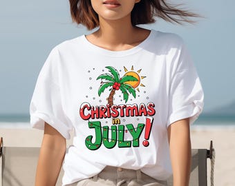Tropical Christmas in July Shirt, Santa Hawaiian Aloha Tee