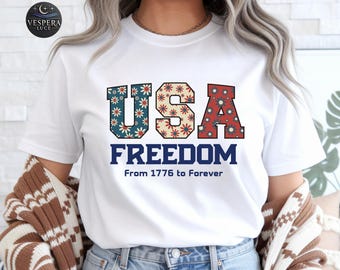 Usa 250th Anniversary Floral Shirt: America Semiquincentennial T-Shirt