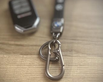 Zwart lederen autosleutelhanger geschikt voor BMW-sleutelhangeraccessoire