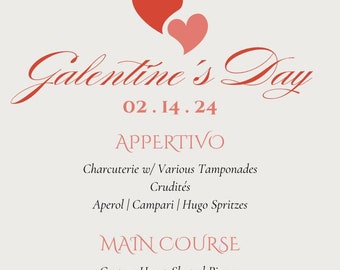 Galentine's Dinner Menu Template - Etsy