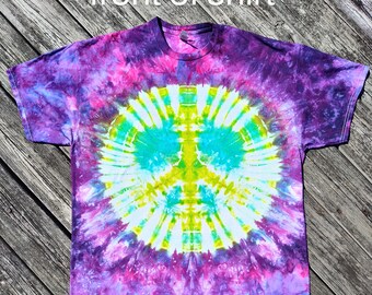 Green/Blue Peace Sign Tie Dye Shirt Size 2XL